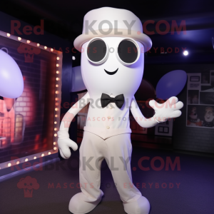 White Squid mascot costume character dressed with a Suit and Suspenders