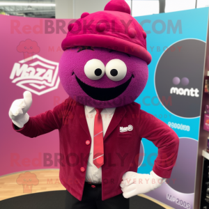 Magenta Meatballs mascot costume character dressed with a Blazer and Headbands