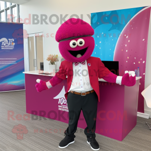 Magenta Meatballs mascot costume character dressed with a Blazer and Headbands