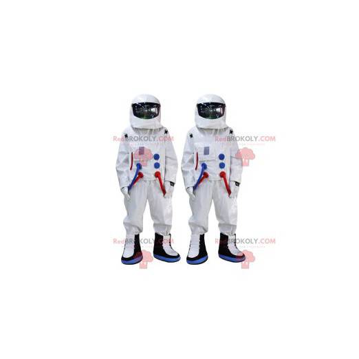 Duo de mascotte d'astronautes avec leur combinaison blanche -