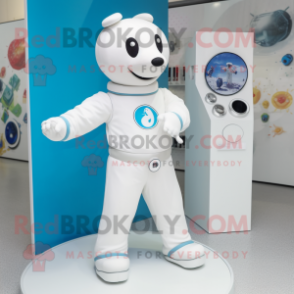 White Bracelet mascot costume character dressed with a Jumpsuit and Earrings