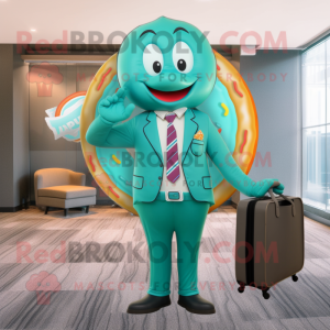 Teal Donut mascotte kostuum...