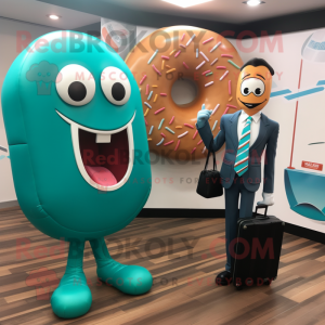 Teal Donut mascotte kostuum...