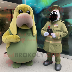 Olive Walrus maskot kostume...