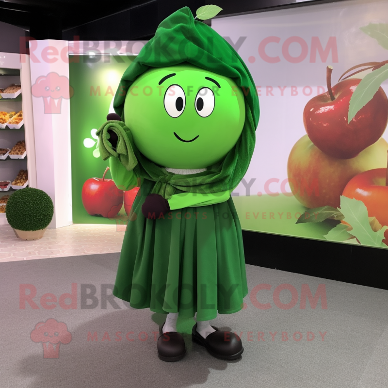 Forest Green Apple mascot costume character dressed with a Culottes and Scarves Forest Green Apple mascot costume character dressed with a Culottes and Scarves