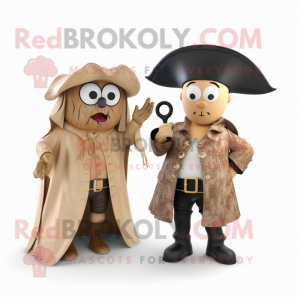 Beige Pirat maskot kostume...