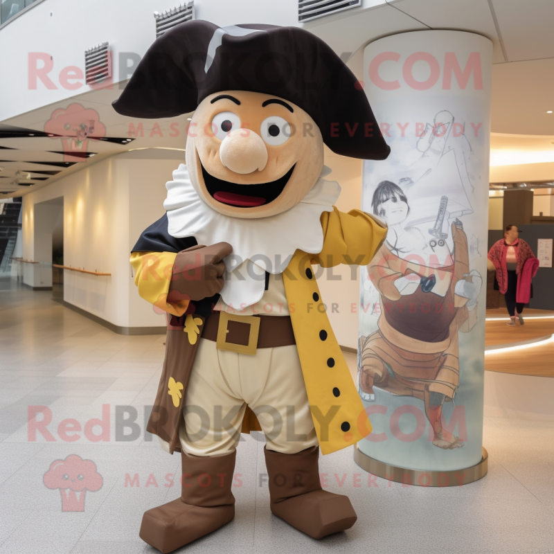 Beige Pirate mascot costume character dressed with a Raincoat and Watches Beige Pirate mascot costume character dressed with a Raincoat and Watches