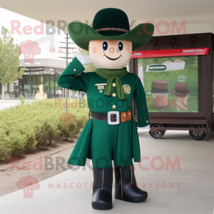Forest Green Cowboy mascot costume character dressed with a Dress and Berets