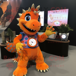 Oranje Stegosaurus mascotte...