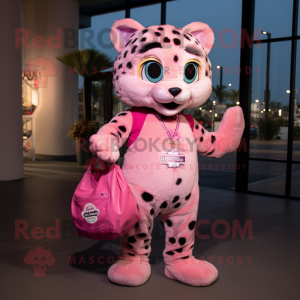 Pink Cheetah maskot kostume...