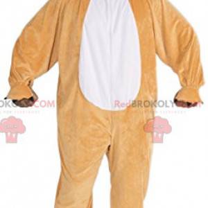 Sjov beige bjørnemaskot med sin røde tunge - Redbrokoly.com