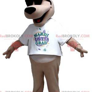 Beige dog mascot with a king's fool hat - Redbrokoly.com