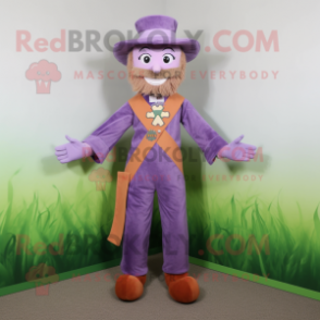 Lavender Celtic Cross mascot costume character dressed with a Corduroy Pants and Belts