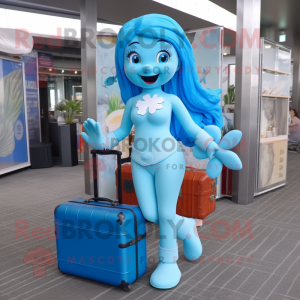 Sky Blue Mermaid maskot...