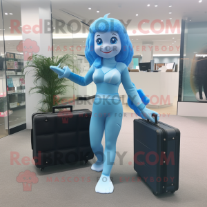 Sky Blue Mermaid maskot...