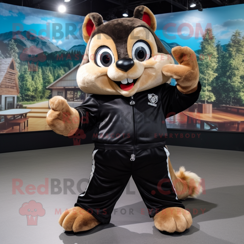 Black Chipmunk mascot costume character dressed with a Romper and Shoe clips