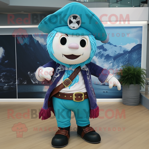 Cyan Pirate maskot kostume...