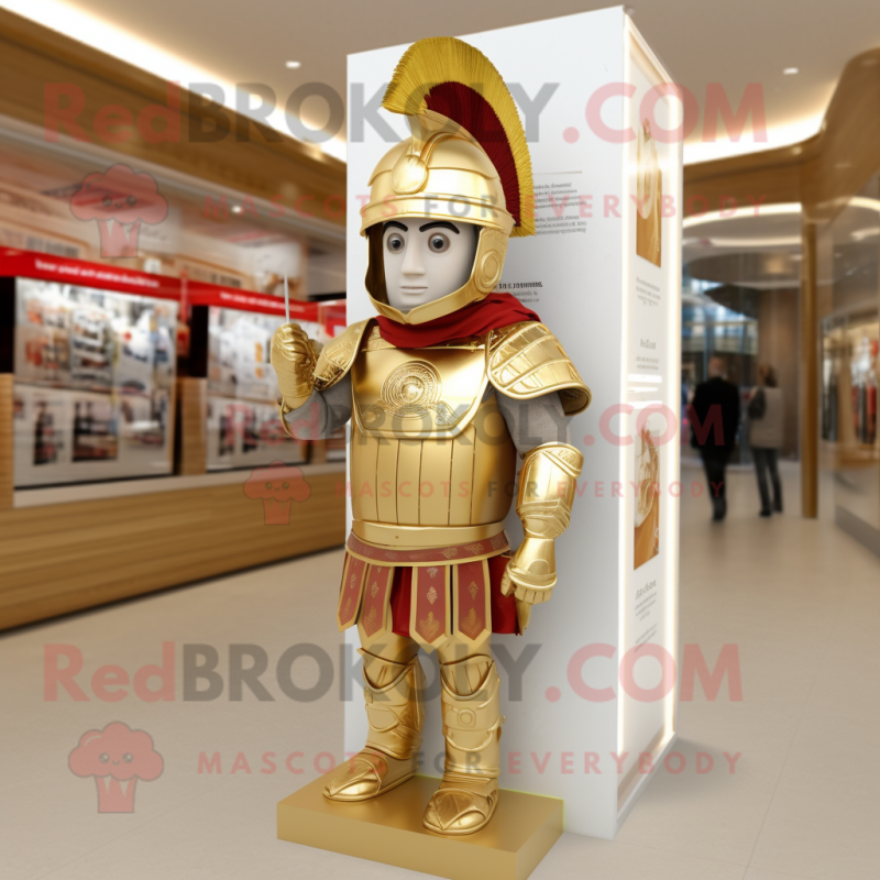 Gold Roman Soldier mascot costume character dressed with a Blazer and Headbands