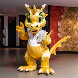 Gold Dragon maskot kostym...