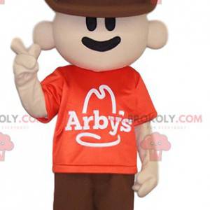 Piccola mascotte da cowboy con il suo cappello marrone -