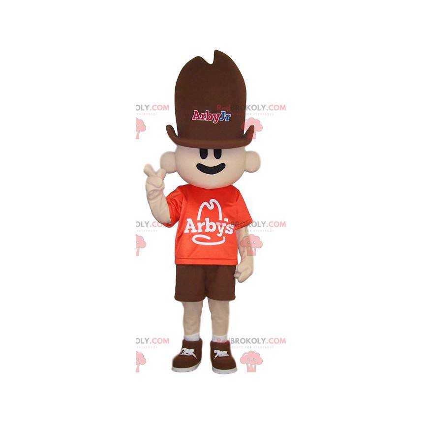 Little cowboy mascot with his brown hat - Redbrokoly.com