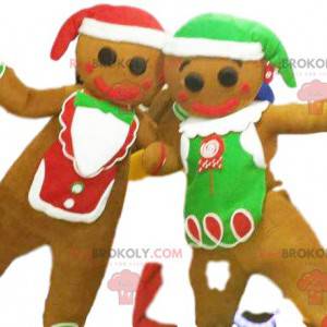 Gingerbread mand maskot duo med deres cap - Redbrokoly.com
