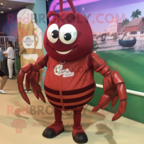 Maroon Lobster Bisque mascot costume character dressed with a Shorts and Keychains