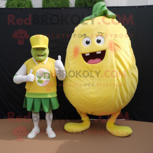 Lemon Yellow Corned Beef And Cabbage mascot costume character dressed with a Poplin Shirt and Keychains