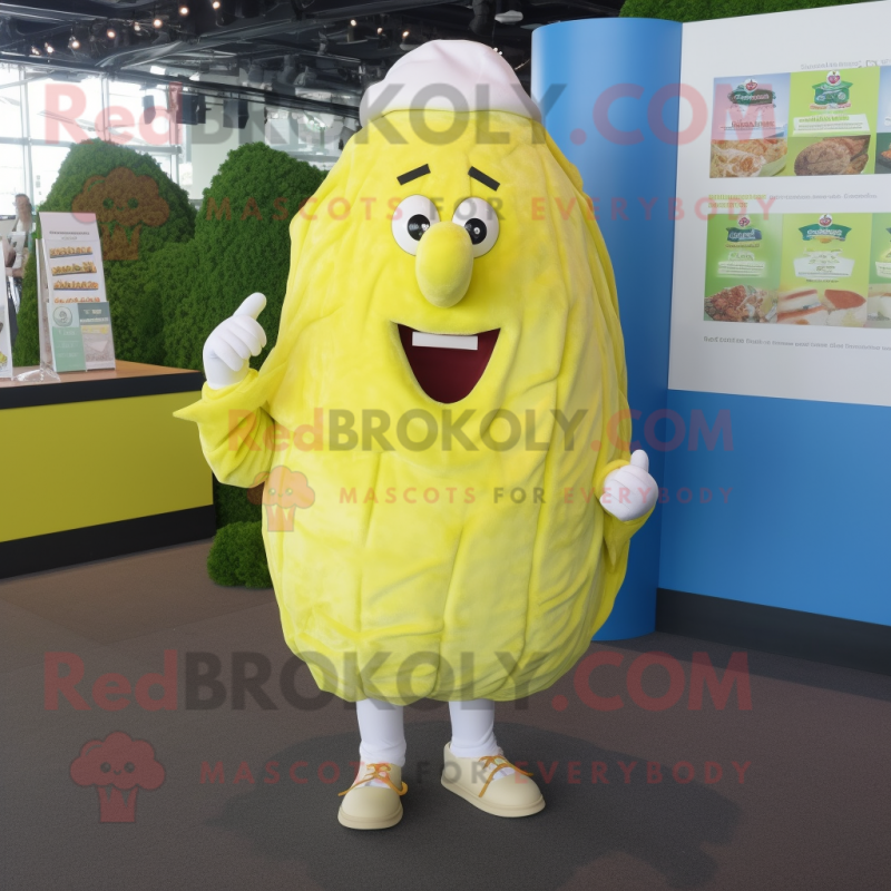 Lemon Yellow Corned Beef And Cabbage mascot costume character dressed with a Poplin Shirt and Keychains