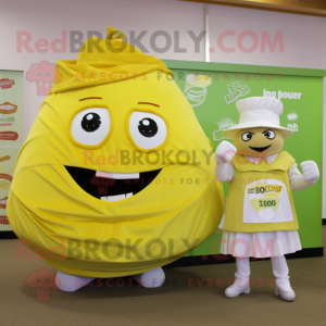 Lemon Yellow Corned Beef And Cabbage mascot costume character dressed with a Poplin Shirt and Keychains