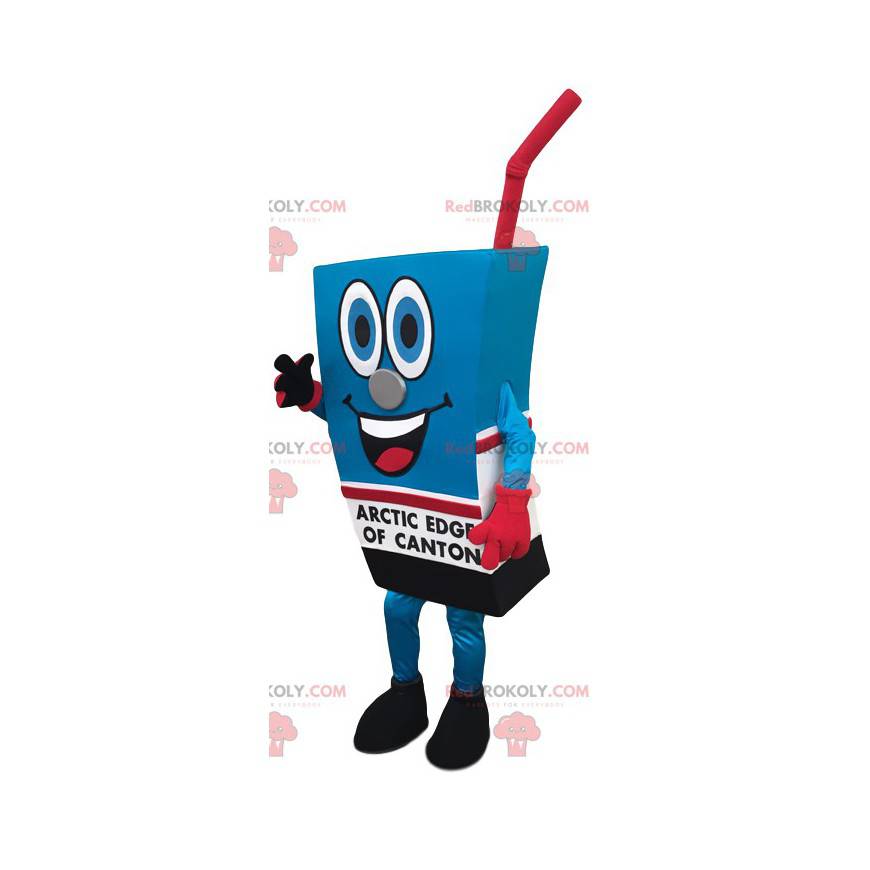 Mattone mascotte di succo d'arancia di colore blu e rosso -