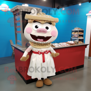 Cream Pulled Pork Sandwich mascot costume character dressed with a A-Line Skirt and Coin purses