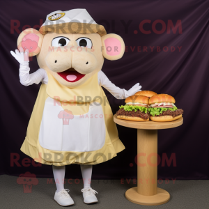 Cream Pulled Pork Sandwich mascot costume character dressed with a A-Line Skirt and Coin purses