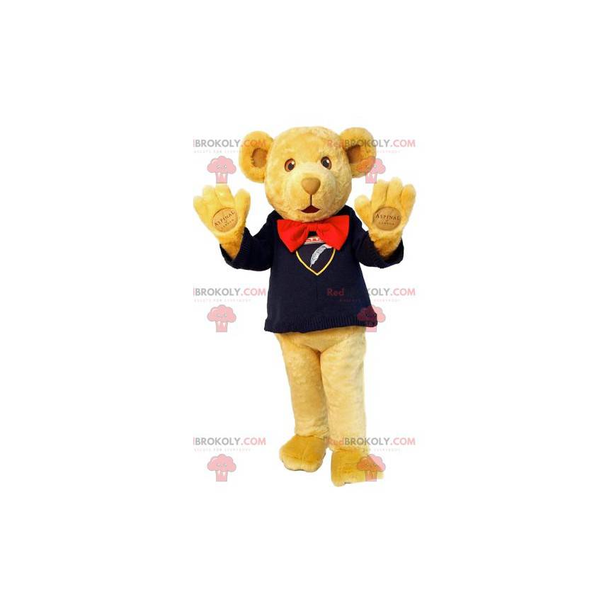 Teddy Bear mascot with his beautiful navy sweater -