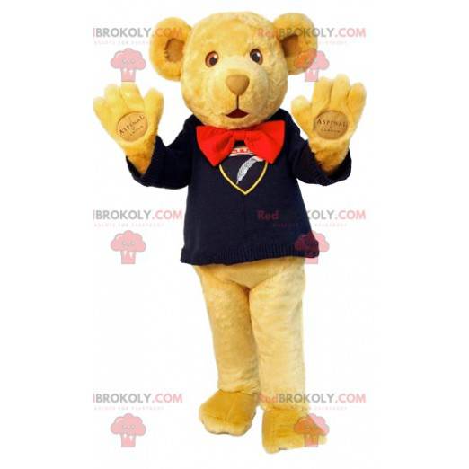 Teddy Bear maskot med sin vakre marine genser - Redbrokoly.com