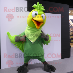 Lime Green Rooster mascotte...