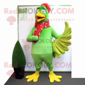 Lime Green Rooster mascotte...