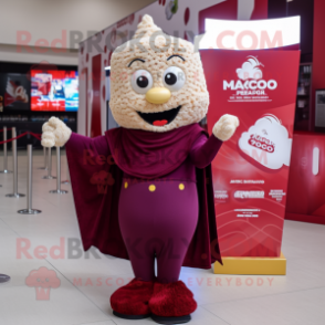 Maroon Pop Corn mascot costume character dressed with a Trousers and Shawls