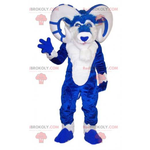 Maestosa mascotte di ariete blu e bianco - Redbrokoly.com