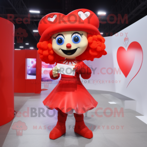 Red Love Letter mascot costume character dressed with a Long Sleeve Tee and Hair clips