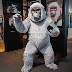 Sølv Gorilla maskot drakt...