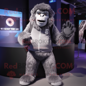 Silver Gorilla mascot costume character dressed with a Trousers and Beanies