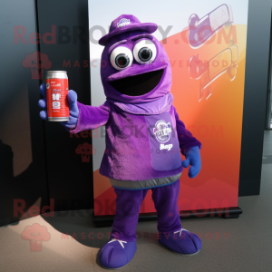 Purple Soda Can maskotdräkt...