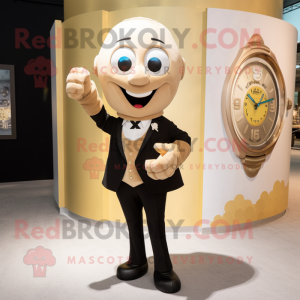 Tan Hourglass mascot costume character dressed with a Suit and Bracelet watches