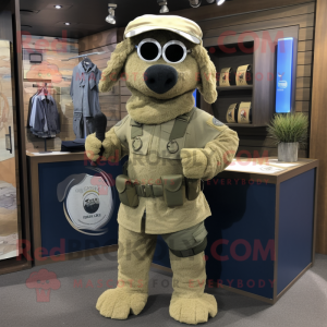 Olive Navy Seal mascot costume character dressed with a Henley Tee and Hairpins