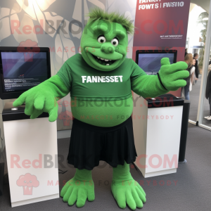 Forest Green Frankenstein'S Monster mascot costume character dressed with a Henley Tee and Bracelets