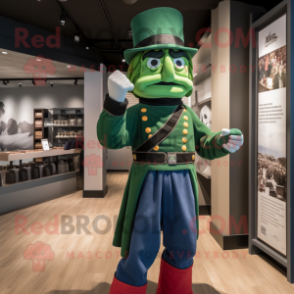 Green Civil War Soldier mascot costume character dressed with a Mini Dress and Gloves