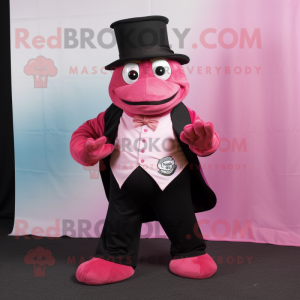 Pink Turtle mascot costume character dressed with a Tuxedo and Beanies