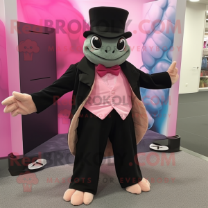 Pink Turtle mascot costume character dressed with a Tuxedo and Beanies