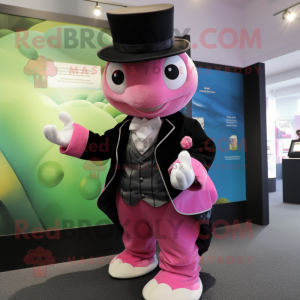 Pink Turtle mascot costume character dressed with a Tuxedo and Beanies